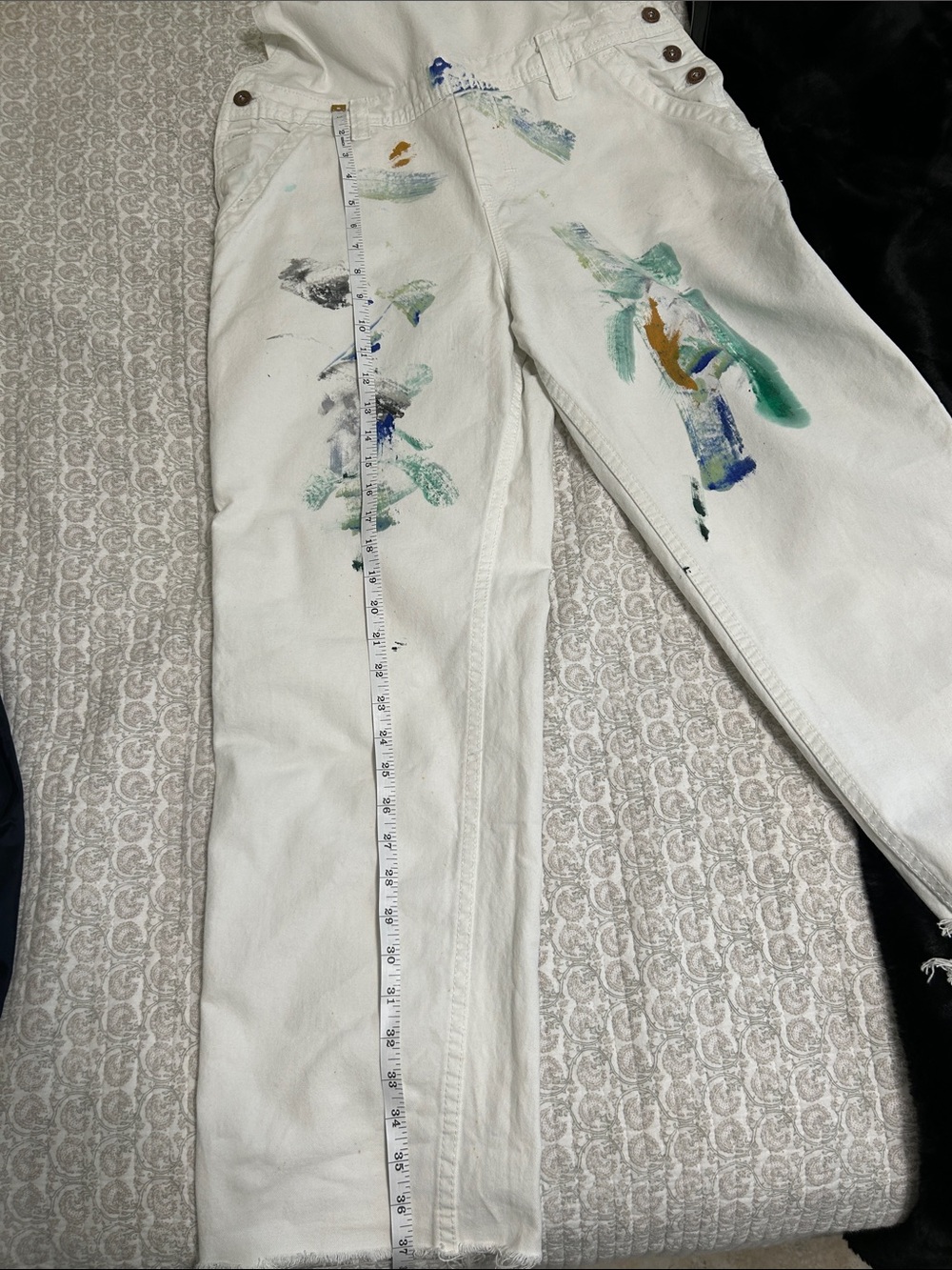 Dickies White Painter's Overalls with Paint Splatter - Picture 6 of 7
